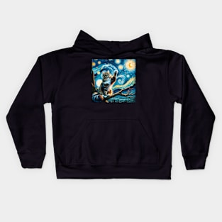 Epic Starry Night Cat Inspired Tee Galactic Glamour Kids Hoodie